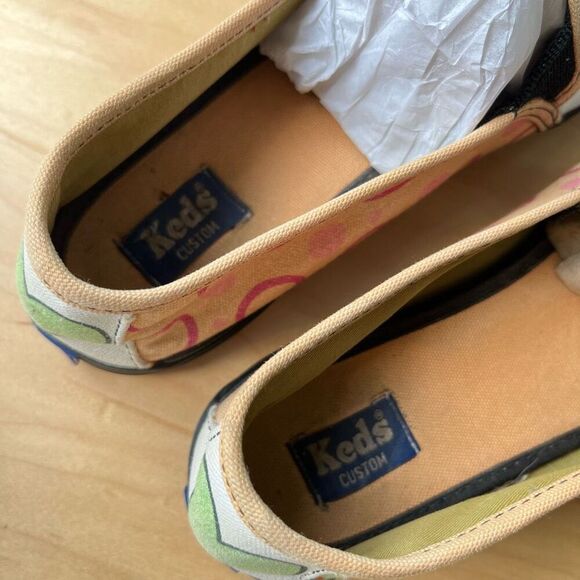 Keds Custom Peace Sign Slip-On Shoes Size 8.5 Colorful Canvas Retro Y2K Style - Picture 11 of 14